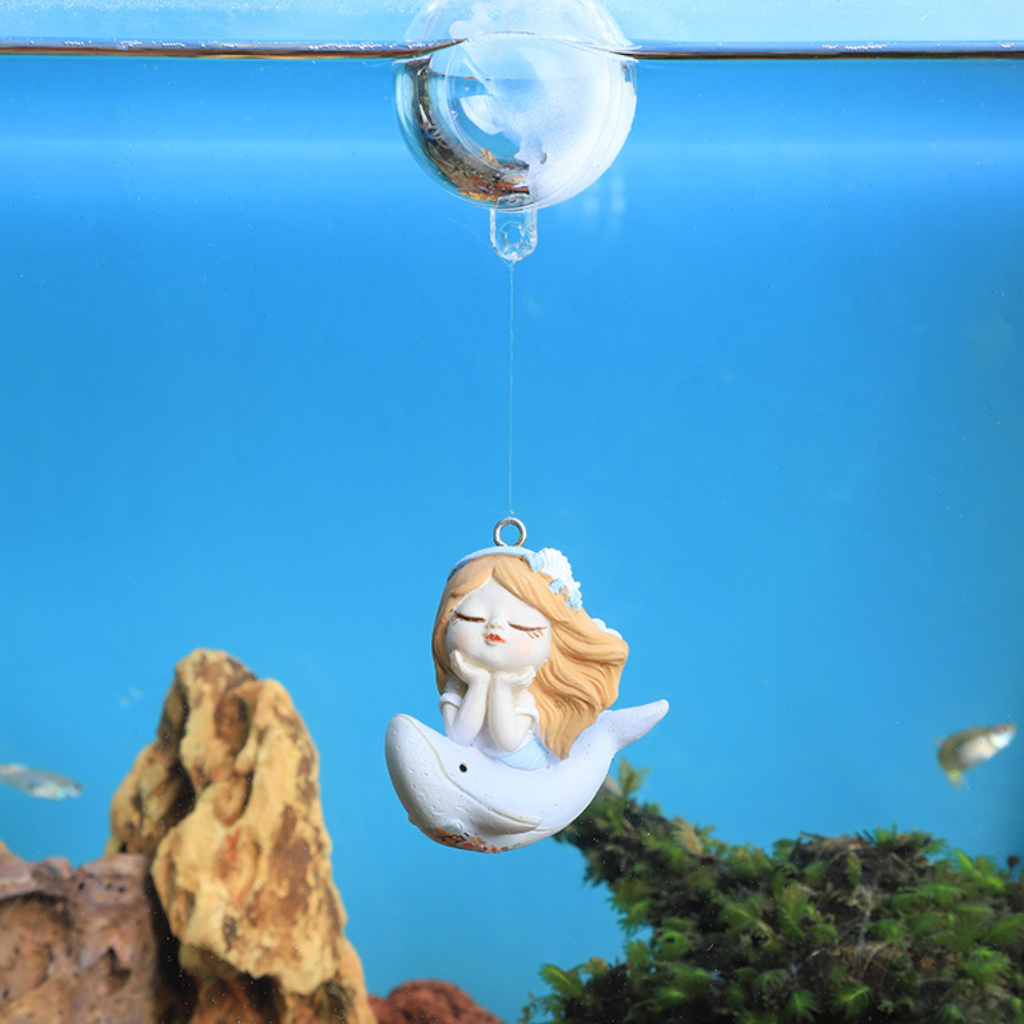Miniature Baby Girl on Dolphin – Cute Ocean Decor for Terrariums & Gifts