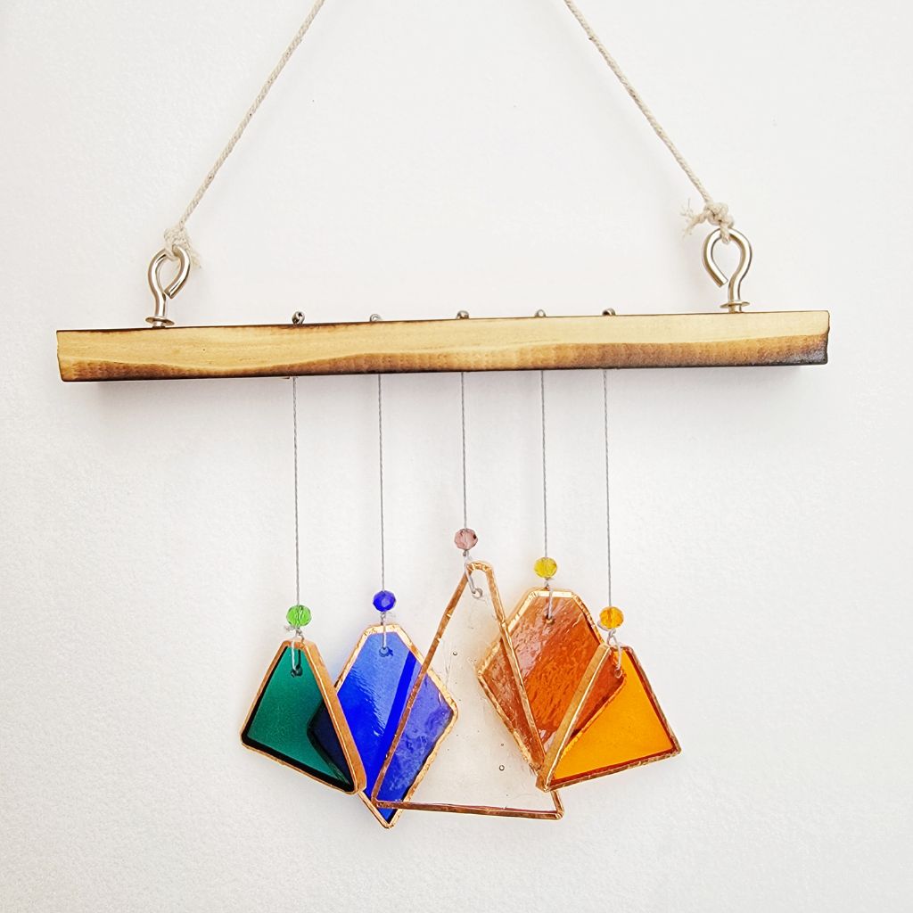 Triangle diamond Stained Glass windchime Set of 5 - myBageecha
