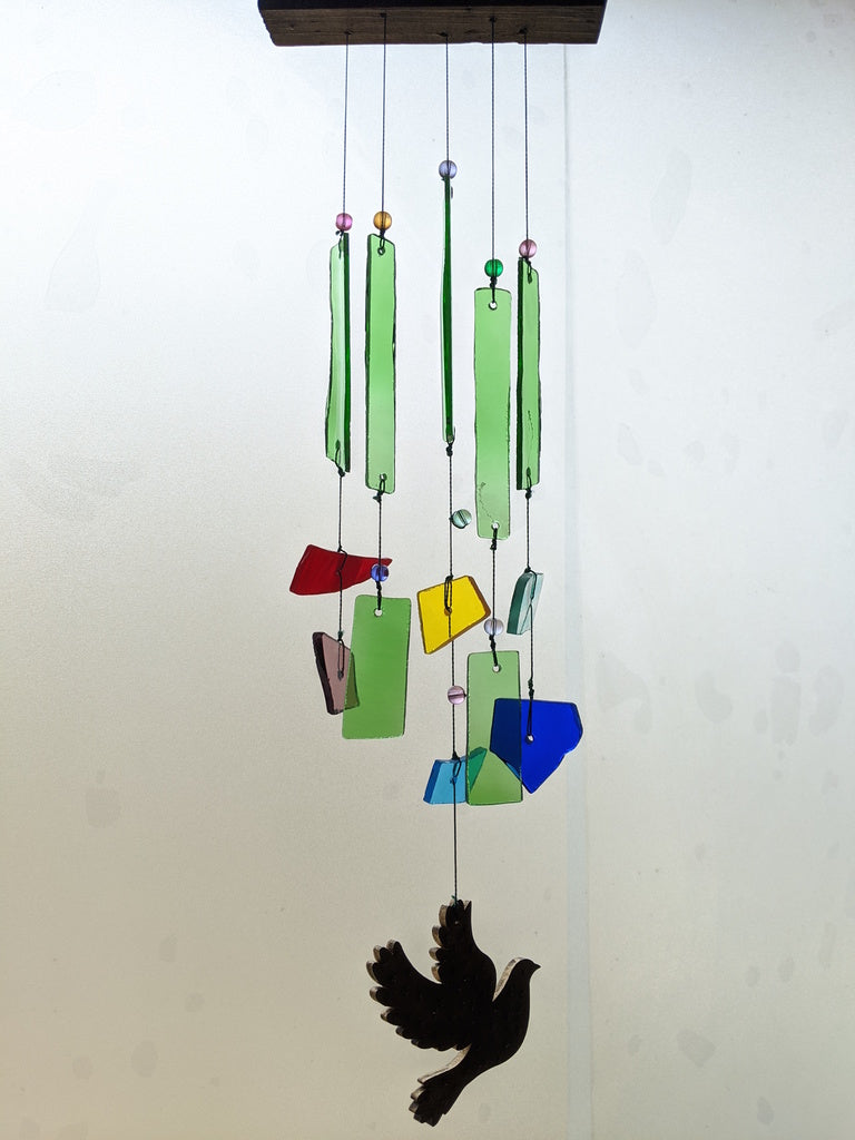 Upcycled Birdie windchime hanging - myBageecha