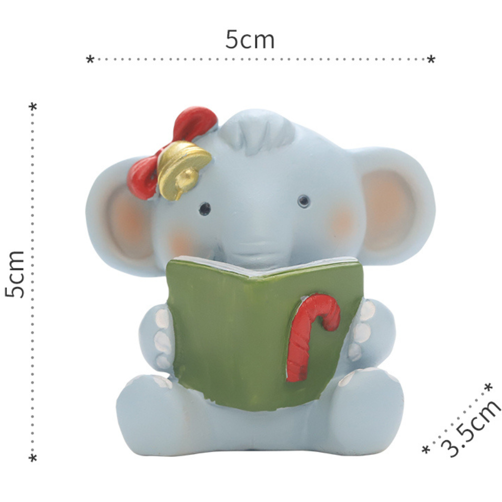 Miniature Cute Elephant Reading Book Decor– Cute Decor for Terrariums