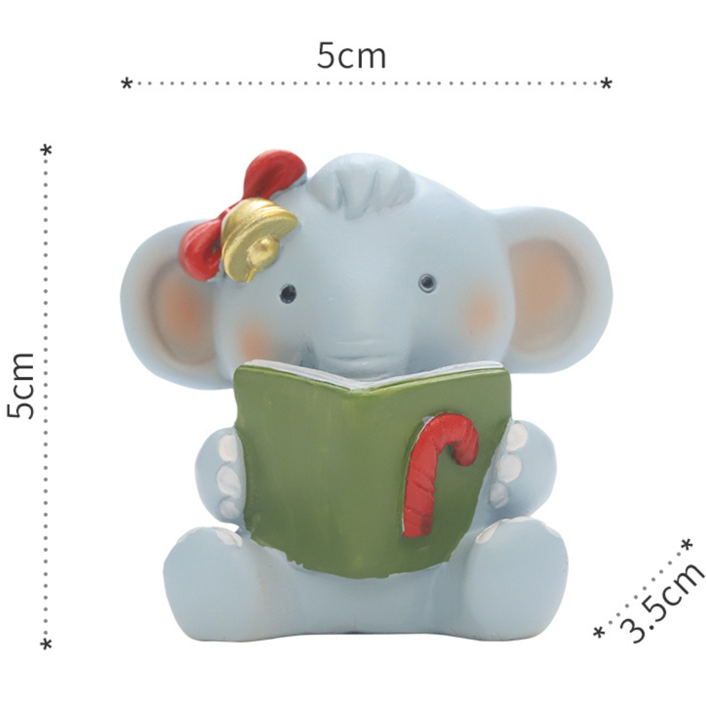 Miniature Cute Elephant Reading Book Decor