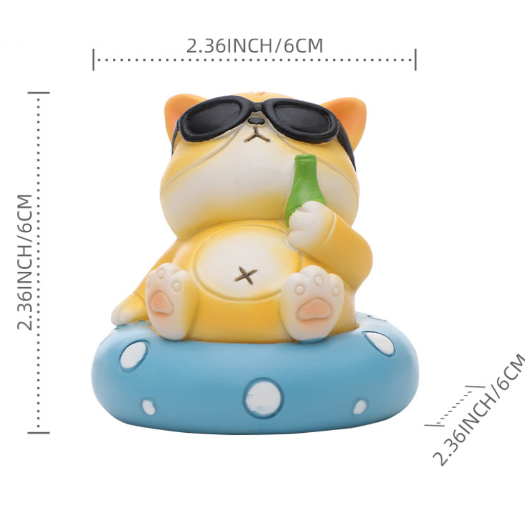 Miniature Cat on Floating Tube – Cute Decor for Terrariums & Gifts