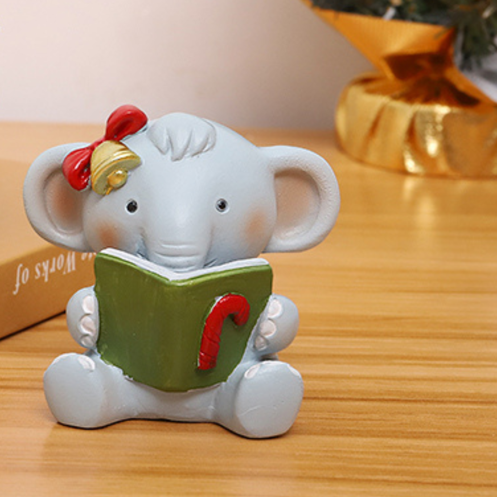 Miniature Cute Elephant Reading Book Decor– Cute Decor for Terrariums