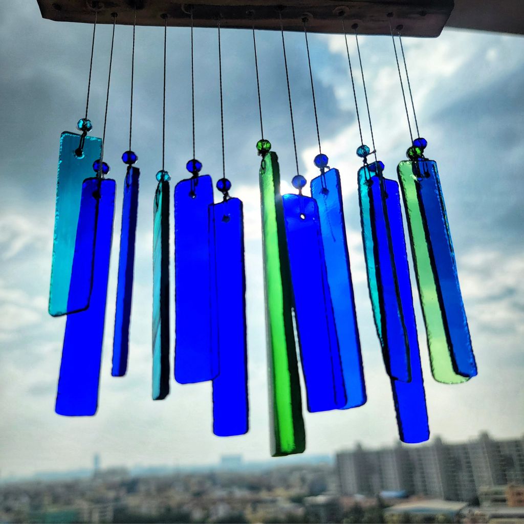 Blue and Green Stained Glass Windchime - myBageecha