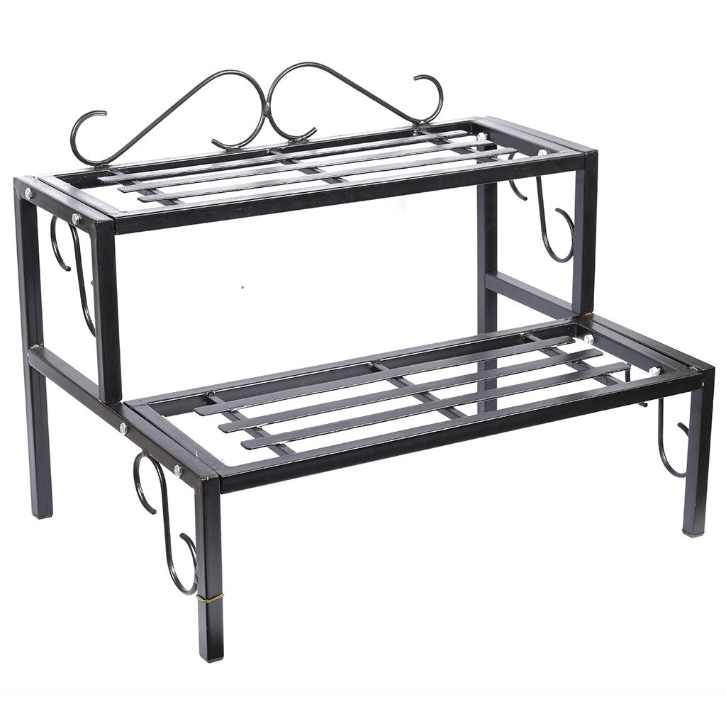 2 Tier Step Metal Plant Stand for Balcony & Indoor Use