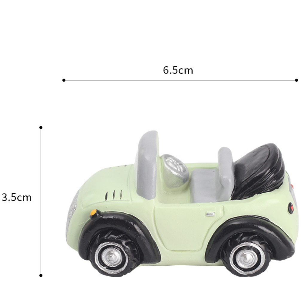 Miniature White Open Car – Terrarium & Fairy Garden Resin Decor