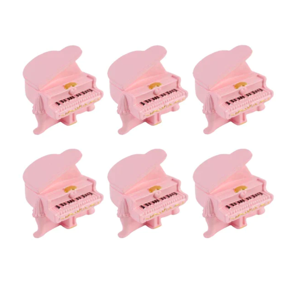 Miniature Pink Piano (Set of 6) resin piano set for tray gardens
