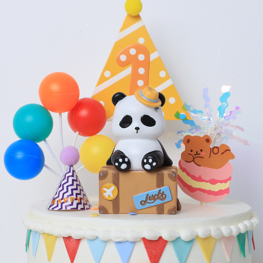 Miniature Panda on Suitcase – Cute Travel Decor for Miniatures miniature suitcase panda décor