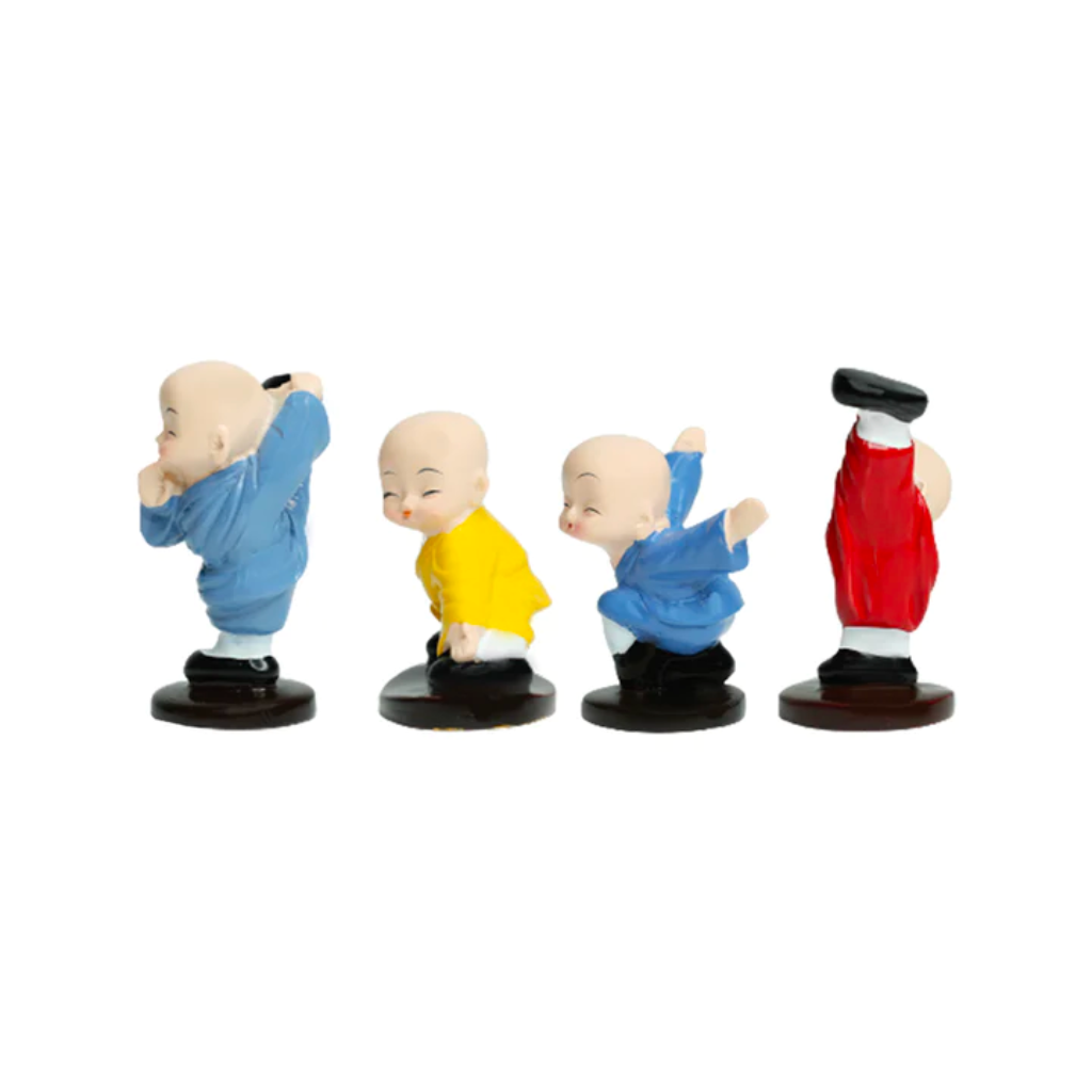 Miniature Kung Fu Monks Set of 4 Decor martial arts monk miniature set for displays