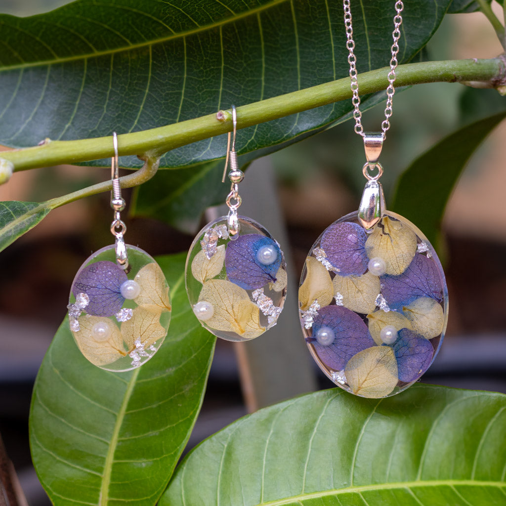 Hydrangea Magic Pearl Necklace Set – Floral Radiance