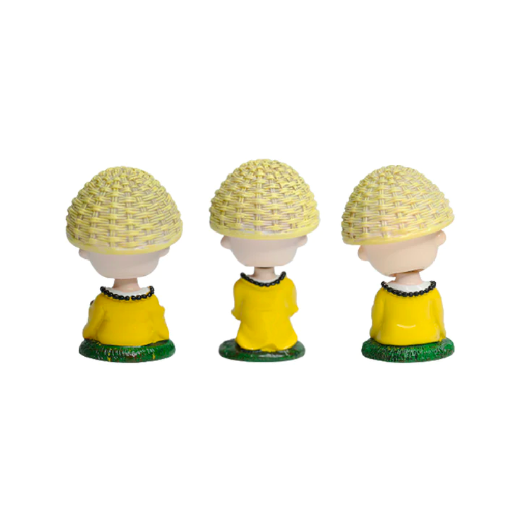 Miniature Meditating Monks with Shaking Head Set of 3 Decor - myBageecha