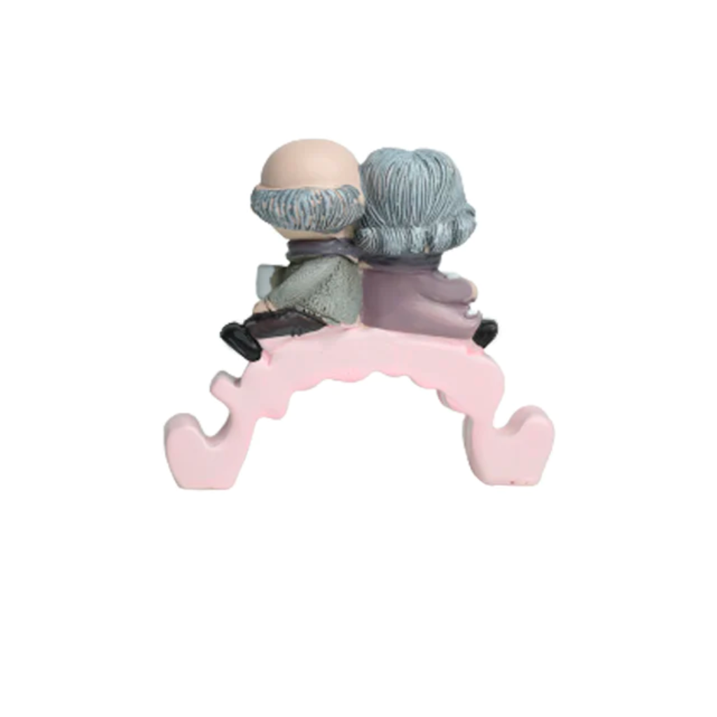 Miniature Sweet Old Couple Sitting Decor heartwarming miniature couple accessory