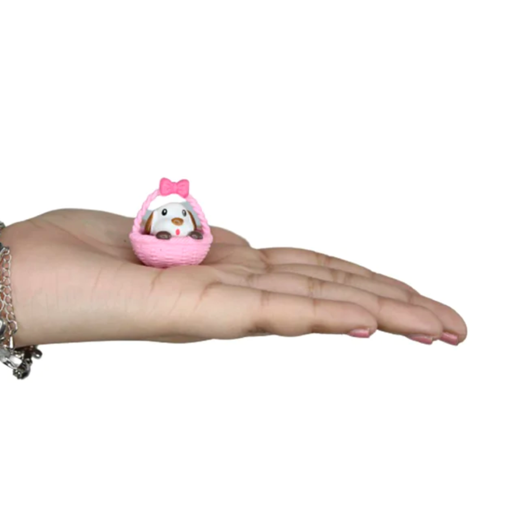 Miniature Pup in Basket (set of 4) Decor gifting miniature puppy set