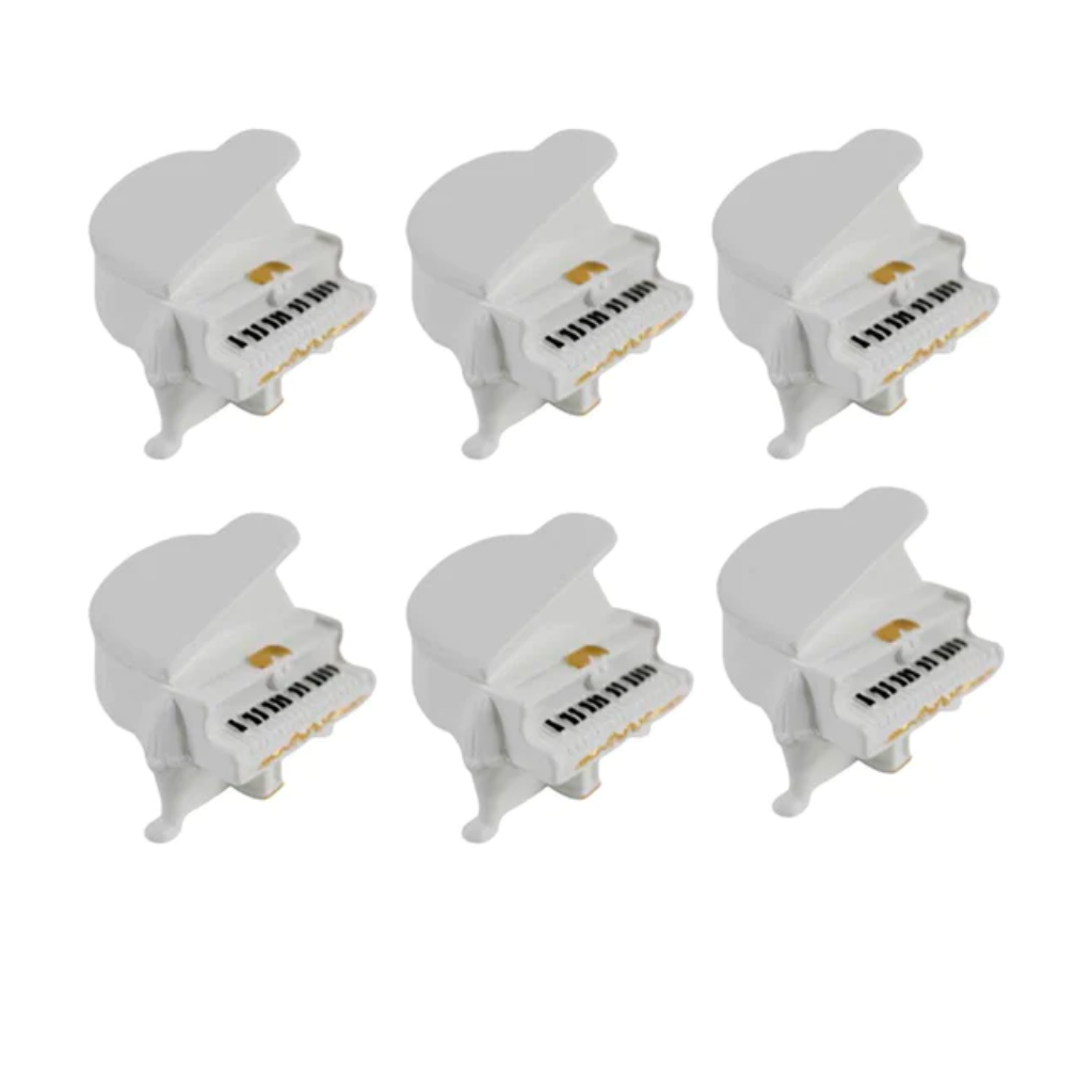 Miniature White Piano (Set of 6) resin piano set for tray gardens