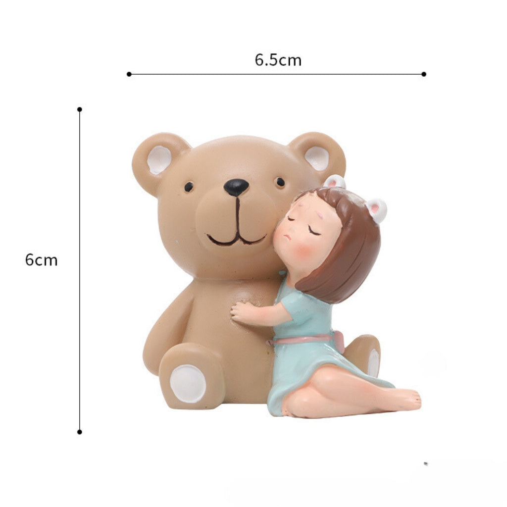 Miniature Girl with Teddy Bear – Cute Resin Decor for adorable themed miniature - myBageecha