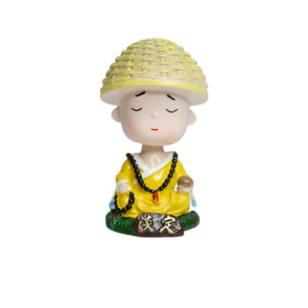 Miniature Meditating Monk with Beads Shaking Head Decor miniature for terrariums - myBageecha