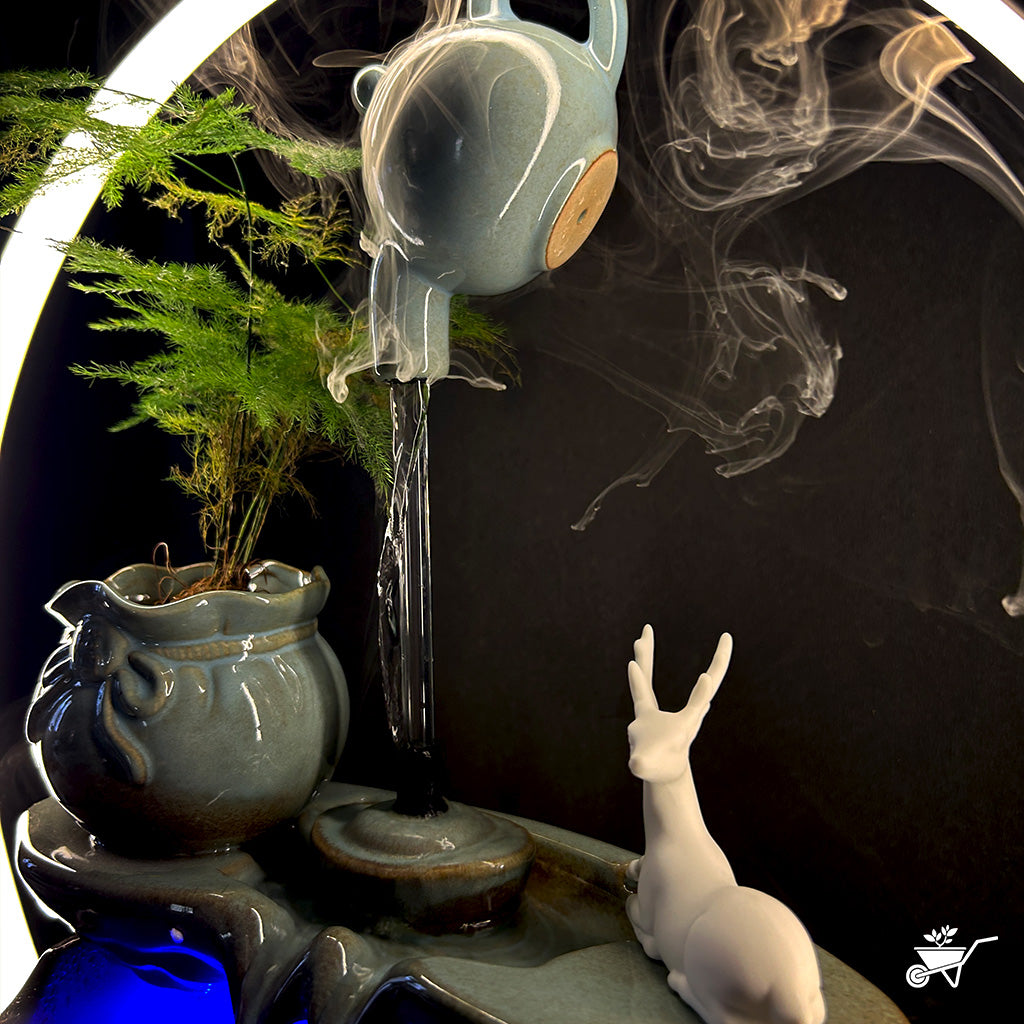 A Drop of Doe Water Fountain LED Decor Zen Garden – angled shot showing LED and water details