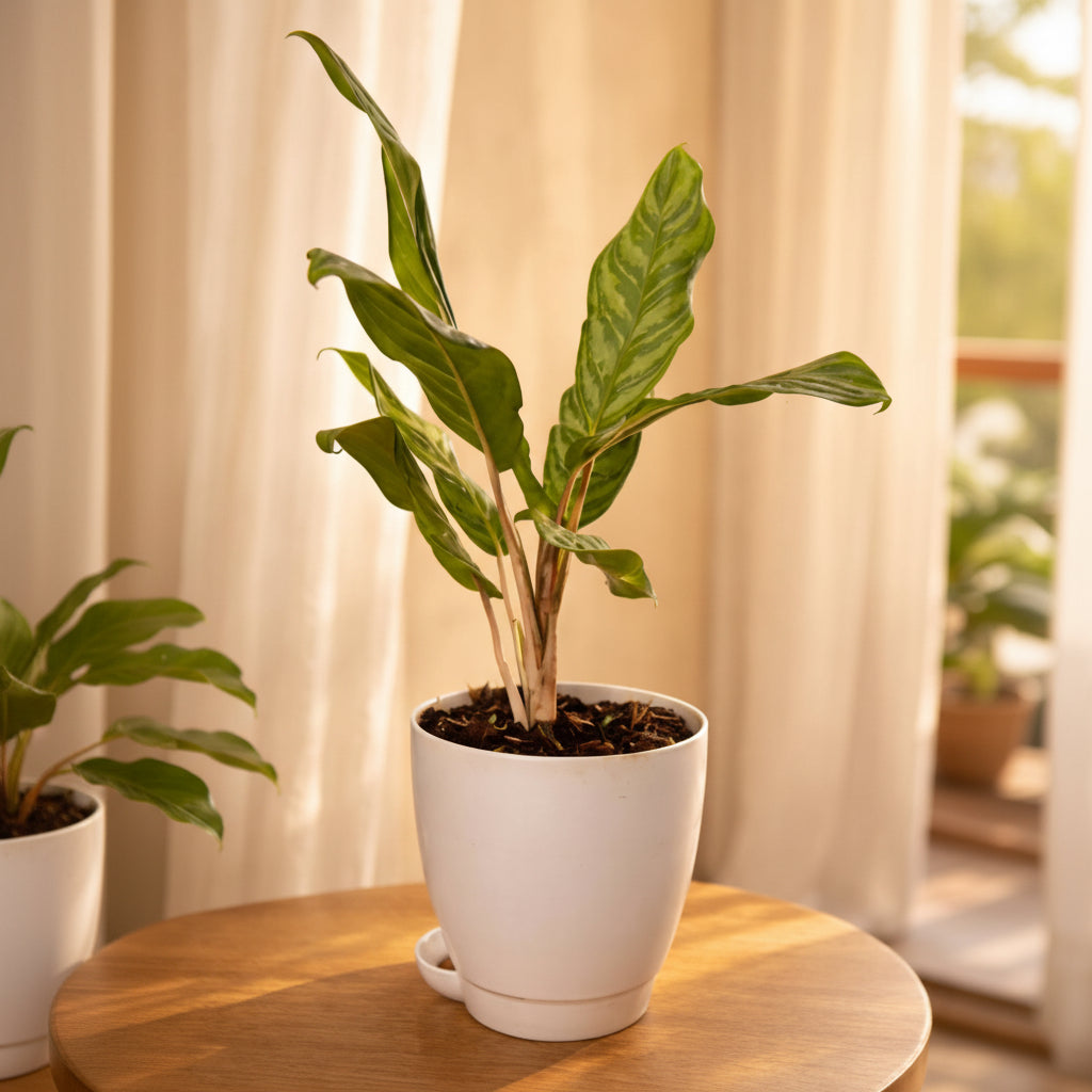 Aglaonema Crispum Plant displayed in self watering pot – myBageecha
