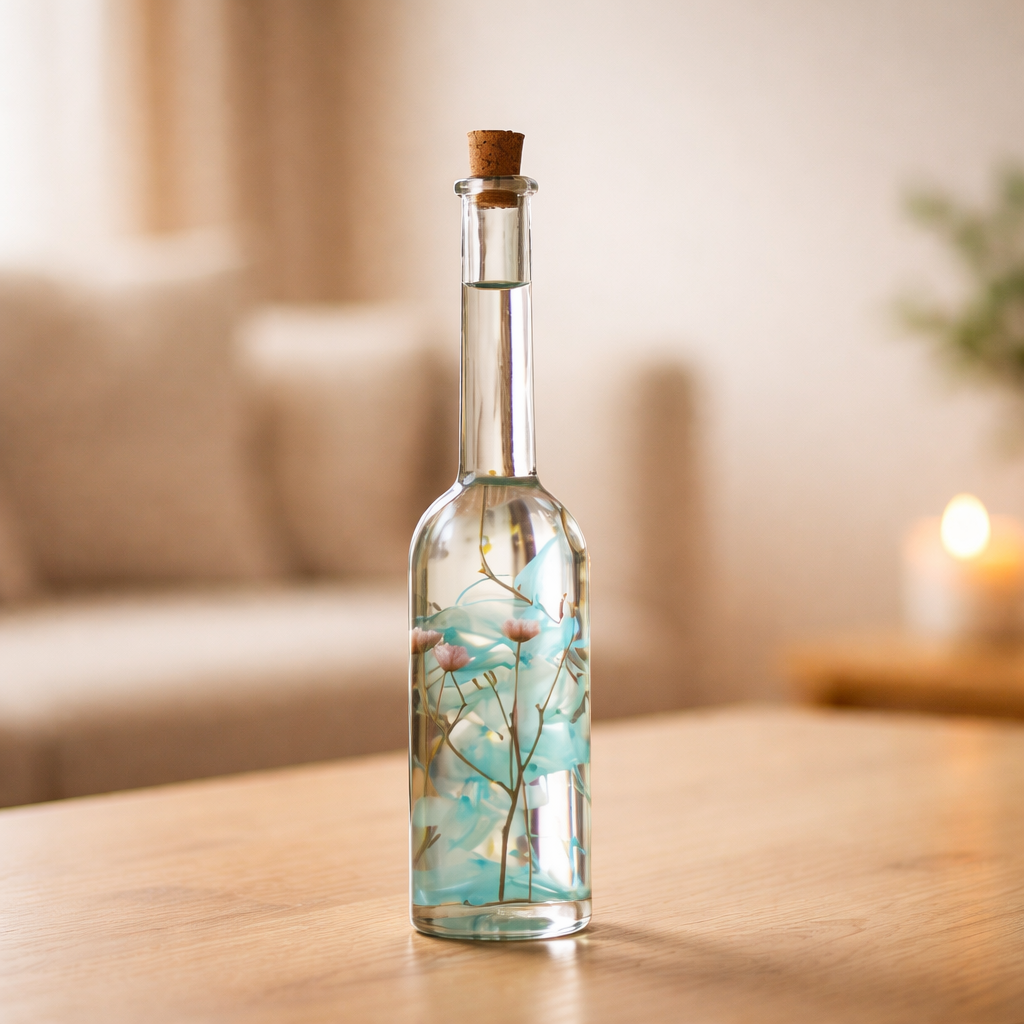 Close-up of Blossoms of the Sky Preserved Flower Tabletop by myBageecha – soft sky-blue preserved blooms.