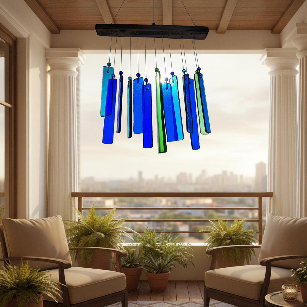Blue and Green Stained Glass Windchime - myBageecha