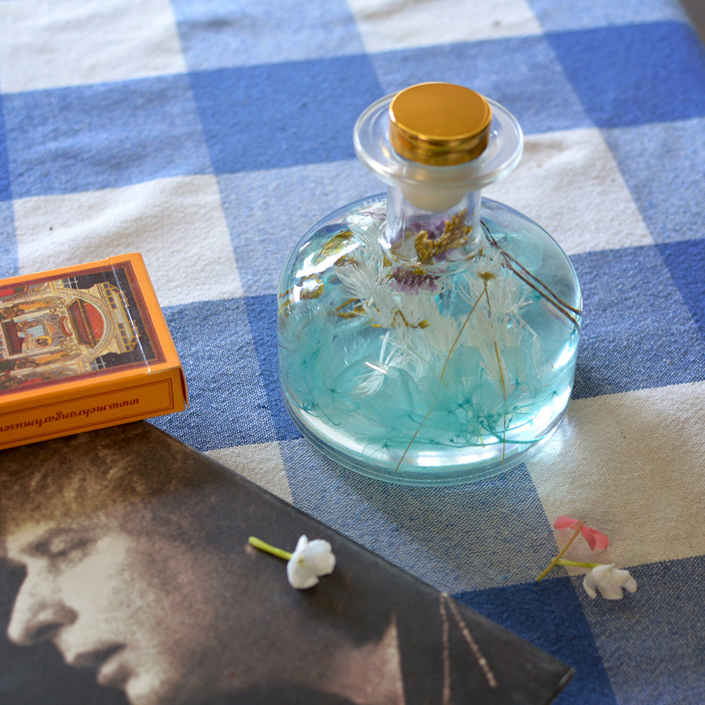 Bluebell Blossom Preserved Flower Tabletop placed on table – fresh meadow-inspired preserved décor.