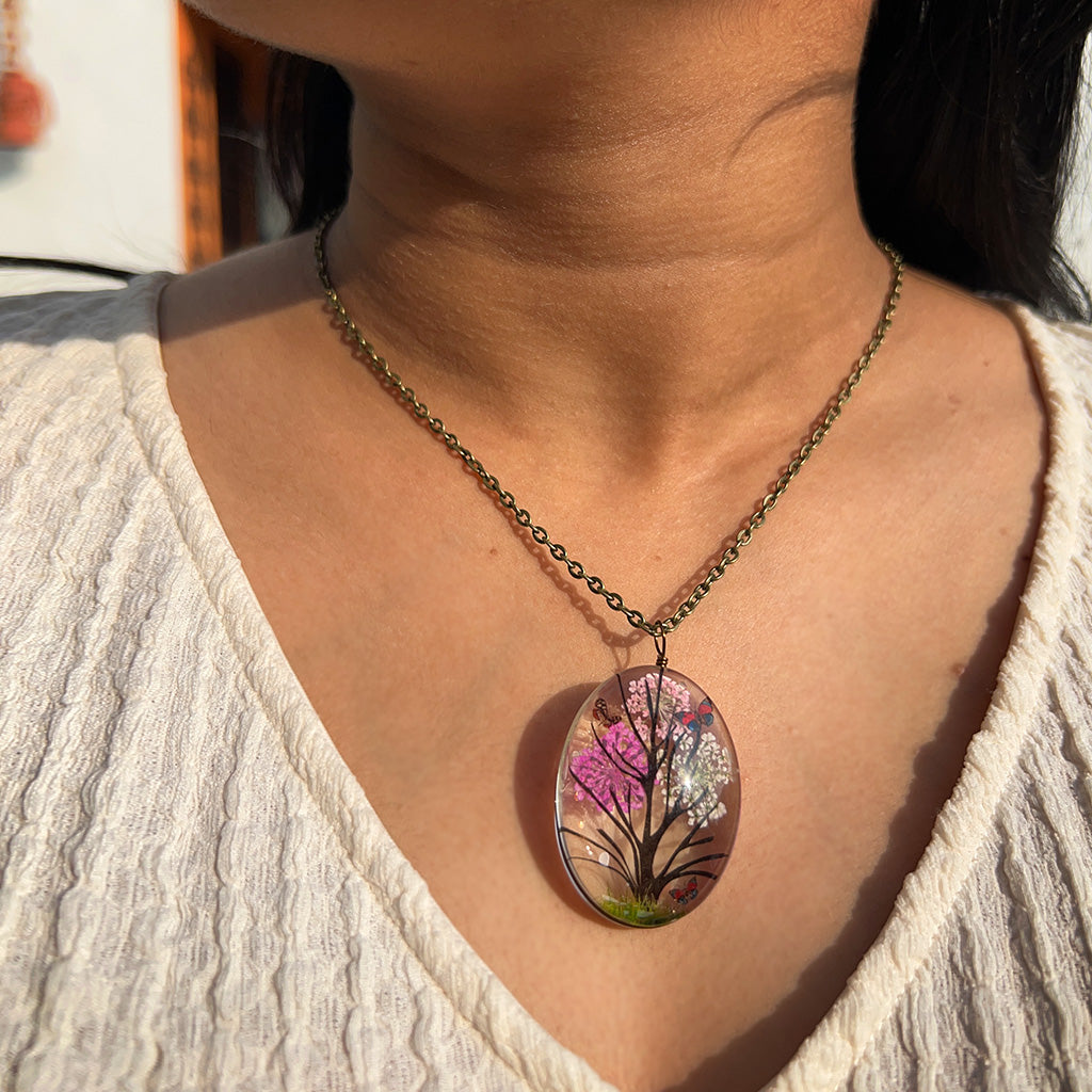 Blushing Meadows Real Dried Flower Necklace