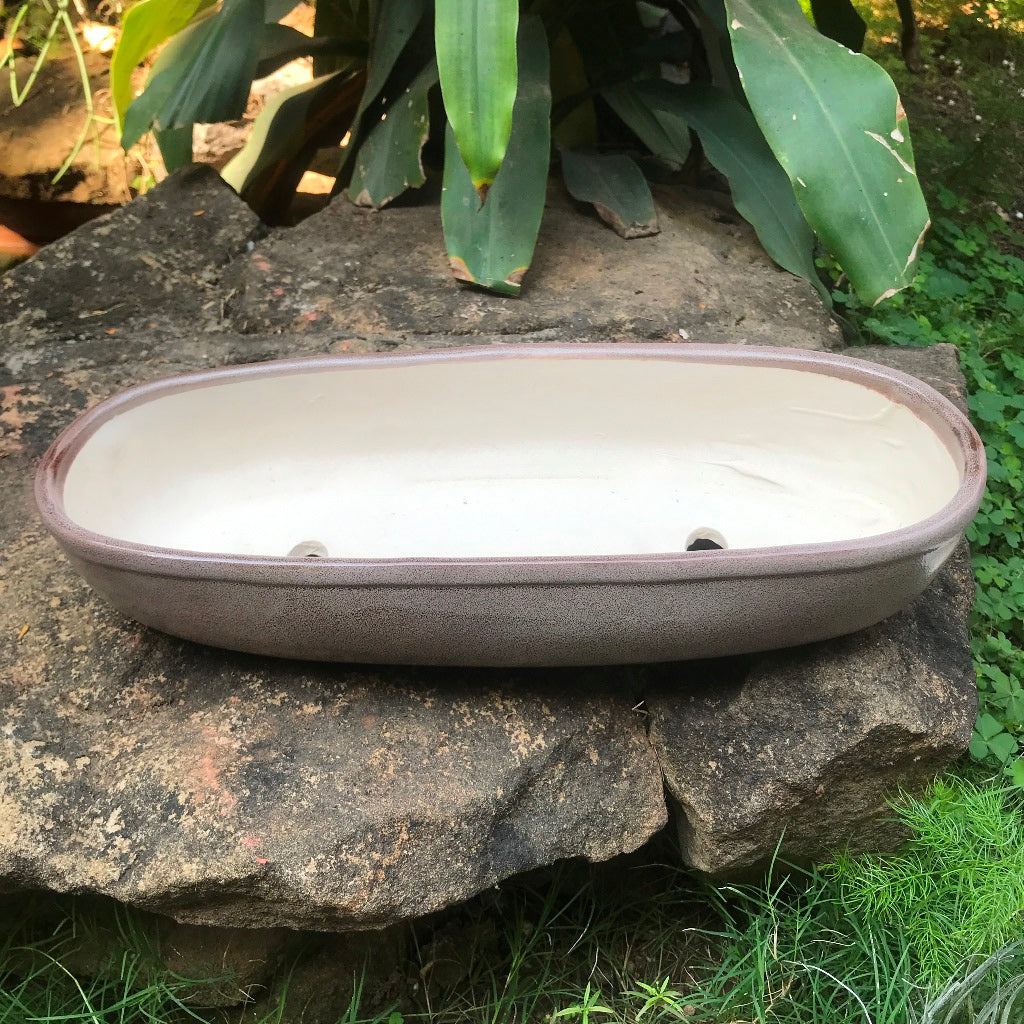 Chiselled Bonsai Ceramic Tray – Smoke Grey – myBageecha