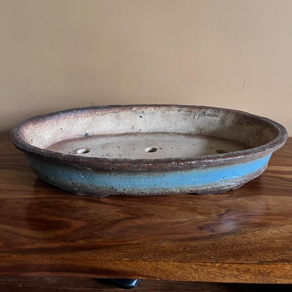Contoured Oval Ceramic Bonsai Tray – Coastal Dusk – myBageecha