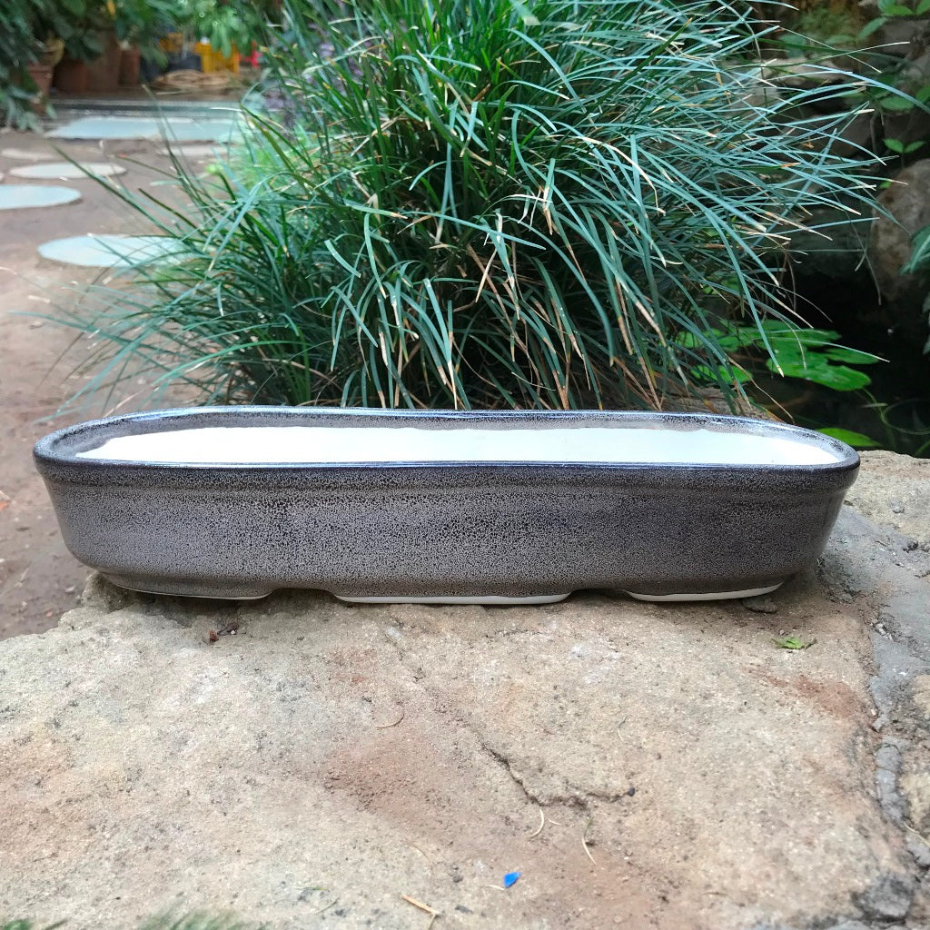 Chiselled Bonsai Ceramic Tray – Speckled Grey – myBageecha