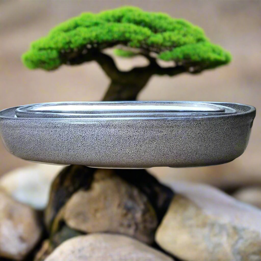 Set of 2 Chiselled Bonsai Tray – Speckled Grey – myBageecha
