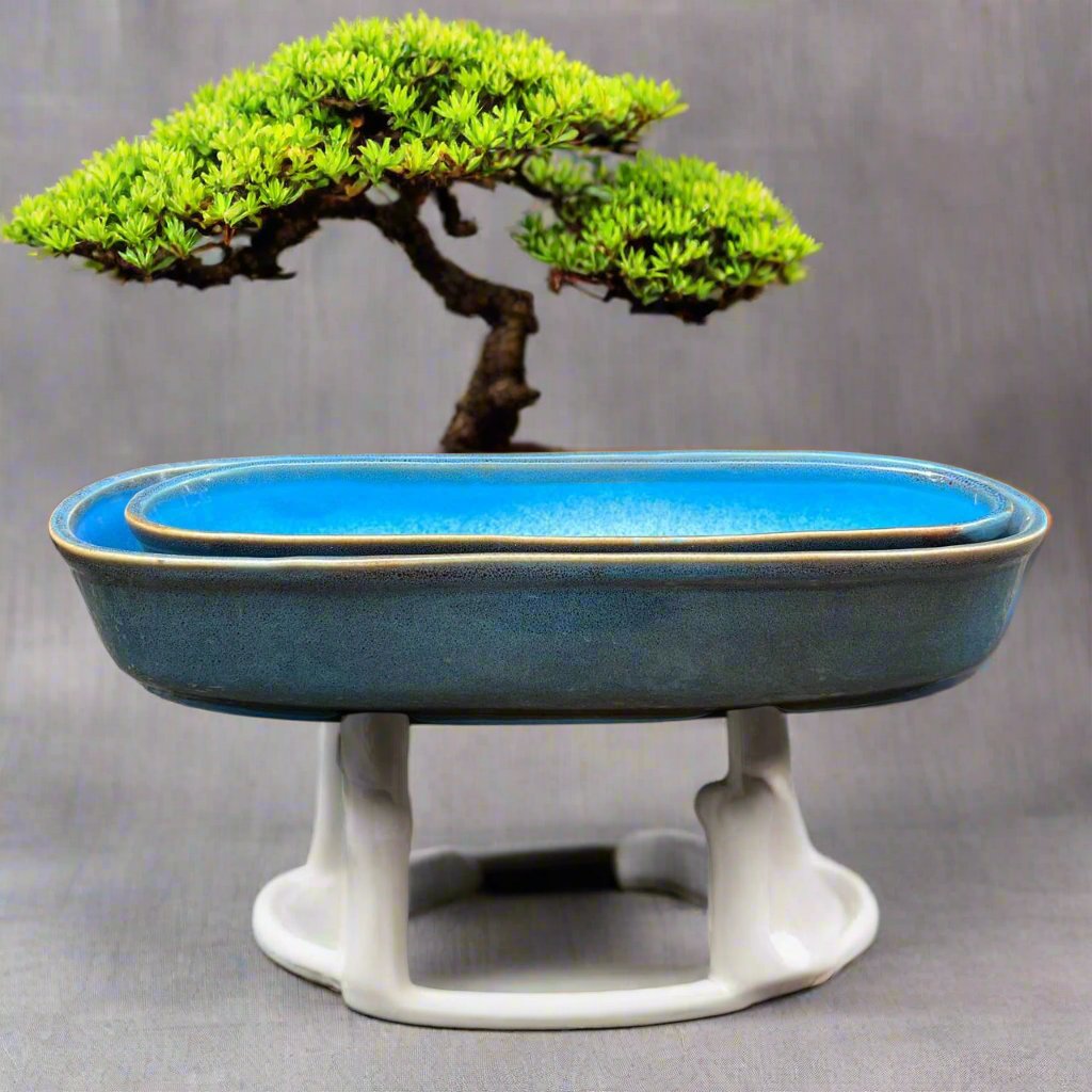 bonsai tree pots and trays Set of 2 Chiselled Bonsai Tray – Premium Craft Finish