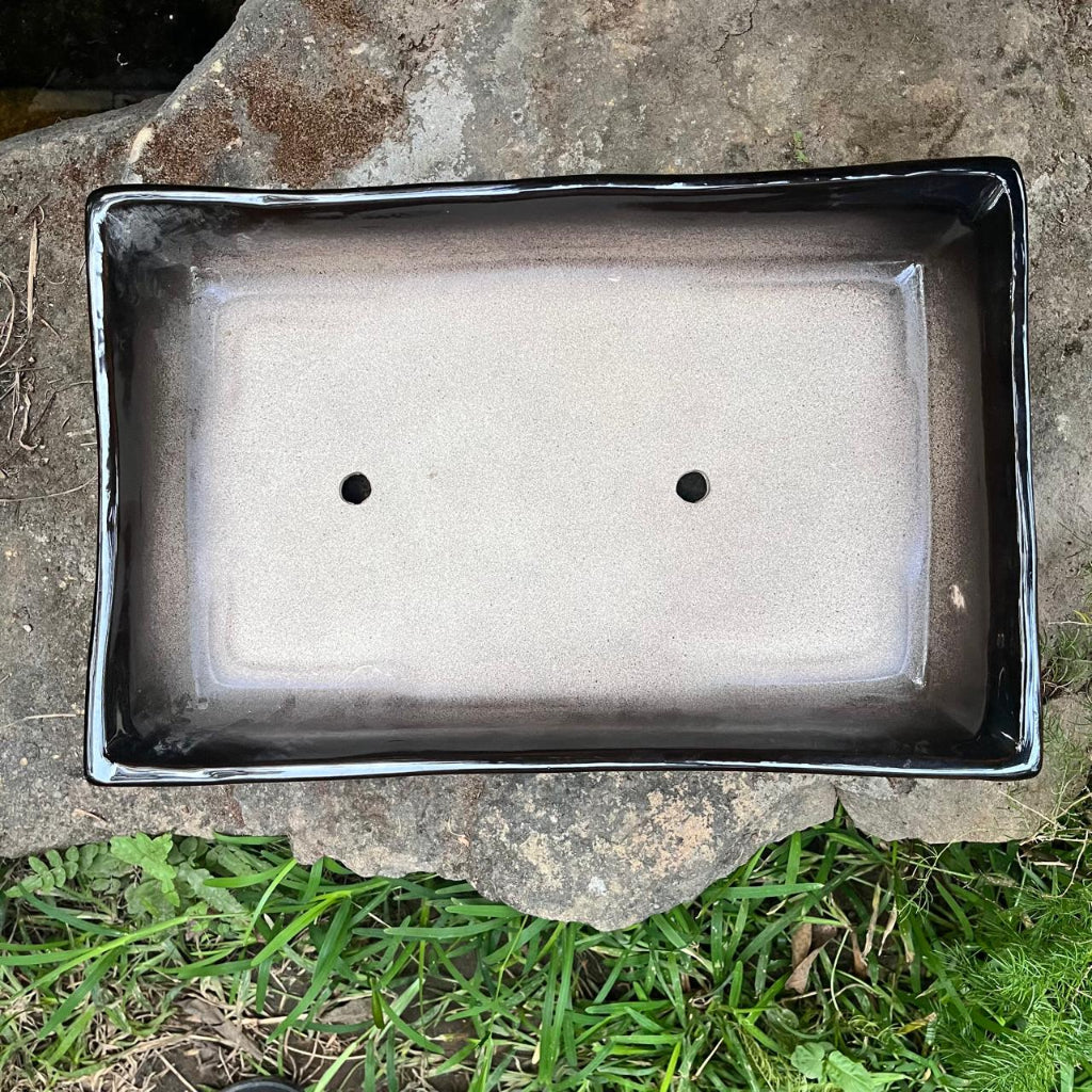Classic Rectangular Bonsai Ceramic Tray -Top View