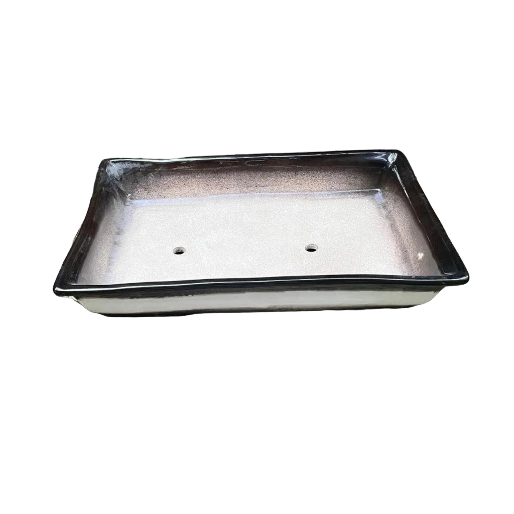 Classic Rectangular Bonsai Ceramic Tray-white background