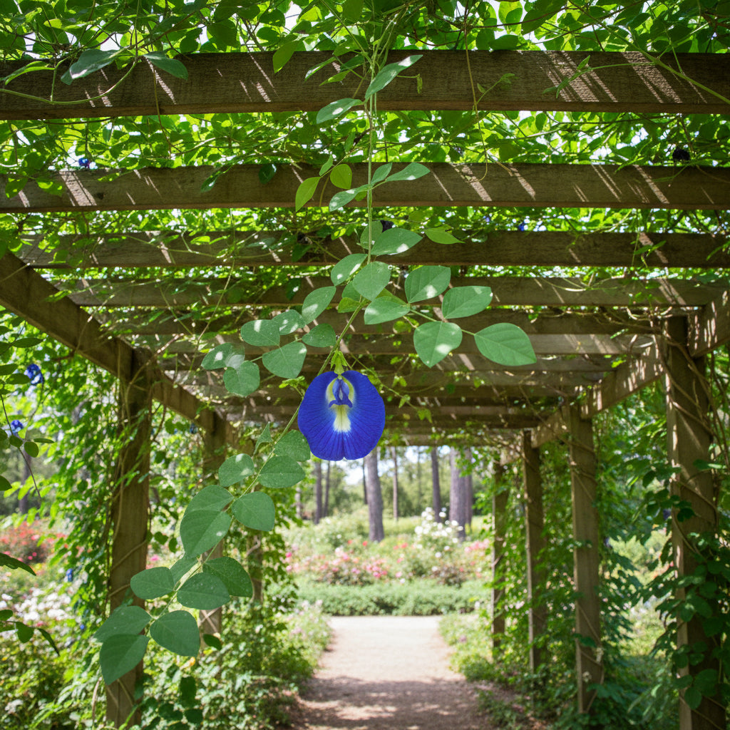 Clitoria Ternatea Aparajita Shankhpushpi Plant on pergolas - myBageecha