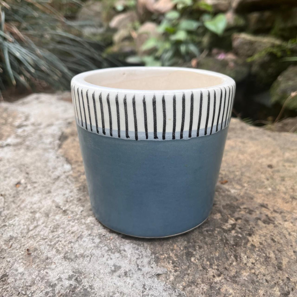 Coastal Edge Ceramic Pot – Slate Blue – myBageecha