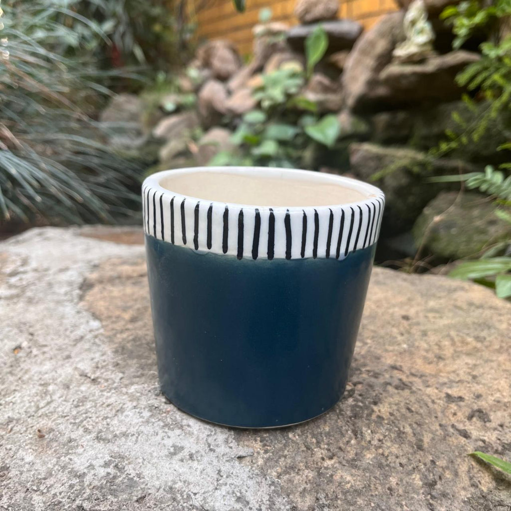 Coastal Edge Ceramic Pot – Deep Teal – myBageecha