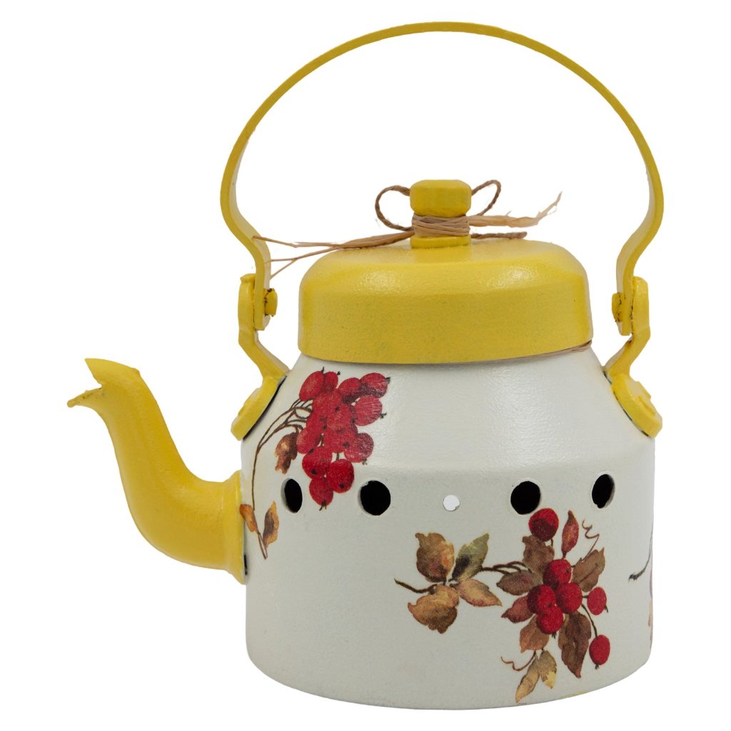 Tea Pot / Kettle Shaped Yellow Hanging Bird House Decor