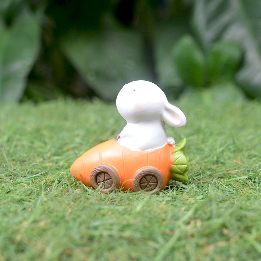 Miniature Cute Rabbit Driving Carrot Car Decor - myBageecha