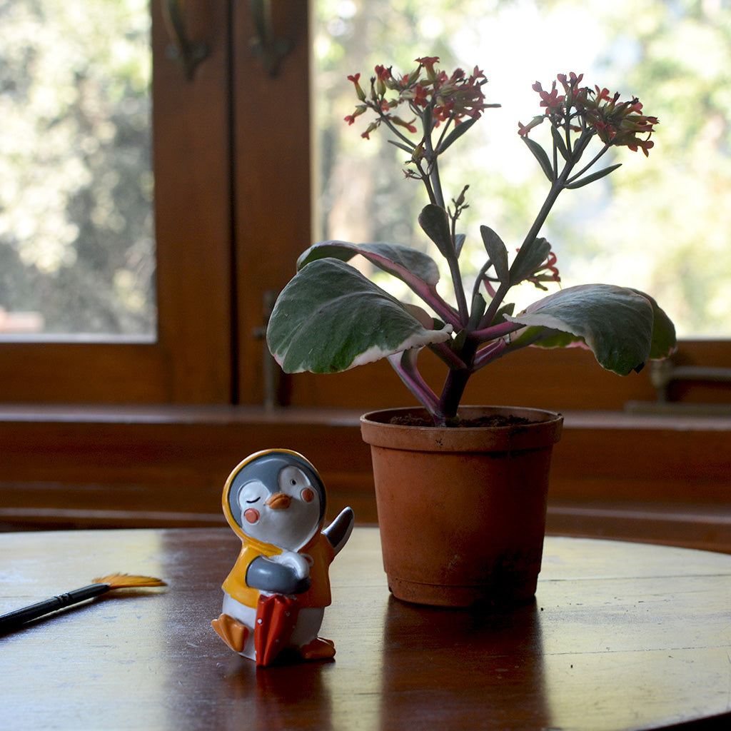 Miniature Dancing Penguin with Umbrella – Cute Resin Decor dancing penguin accessory