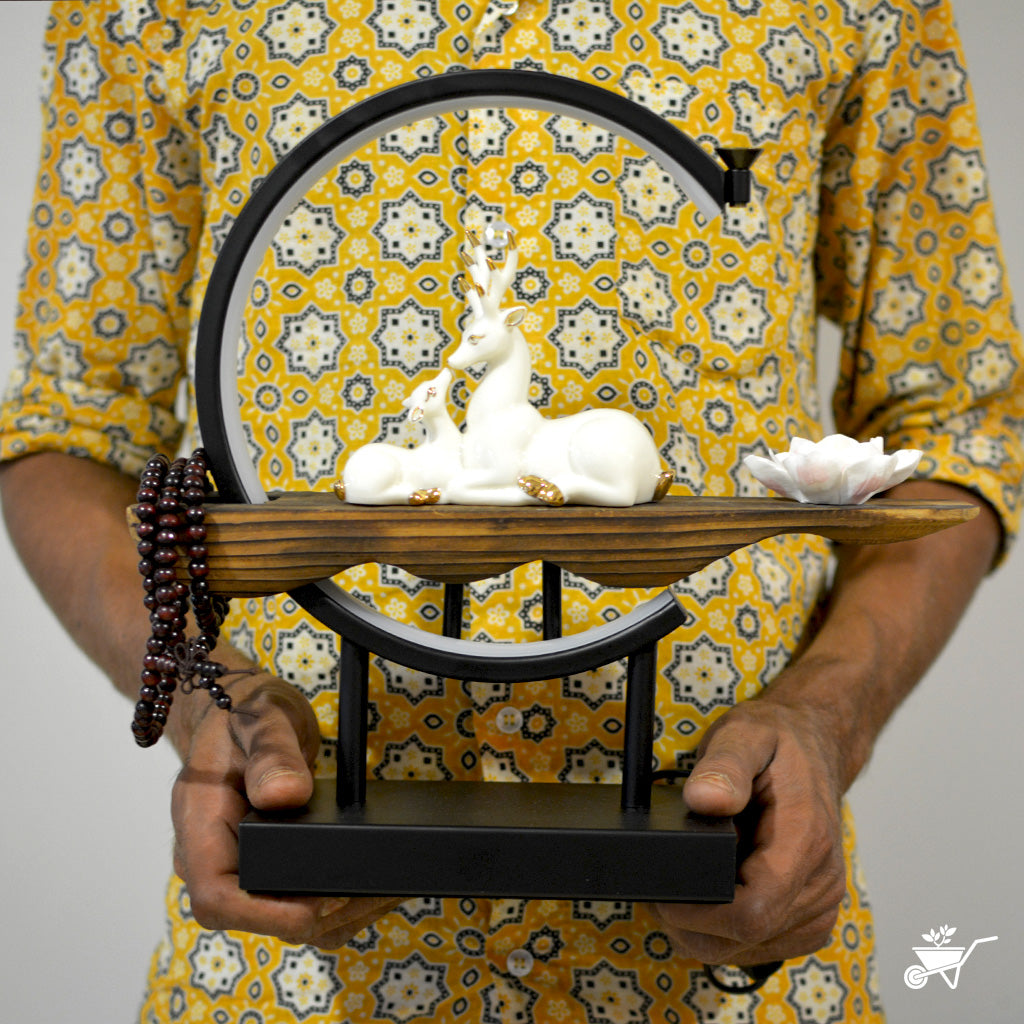 A Deer’s Serenity LED Decor Incense Burner Zen Garden – angled view highlighting size