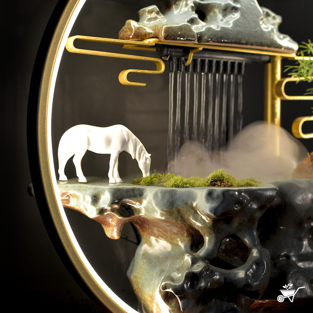 Echoing Ruins Water Fountain LED Decor Zen Garden – tabletop fountain decor with glowing water