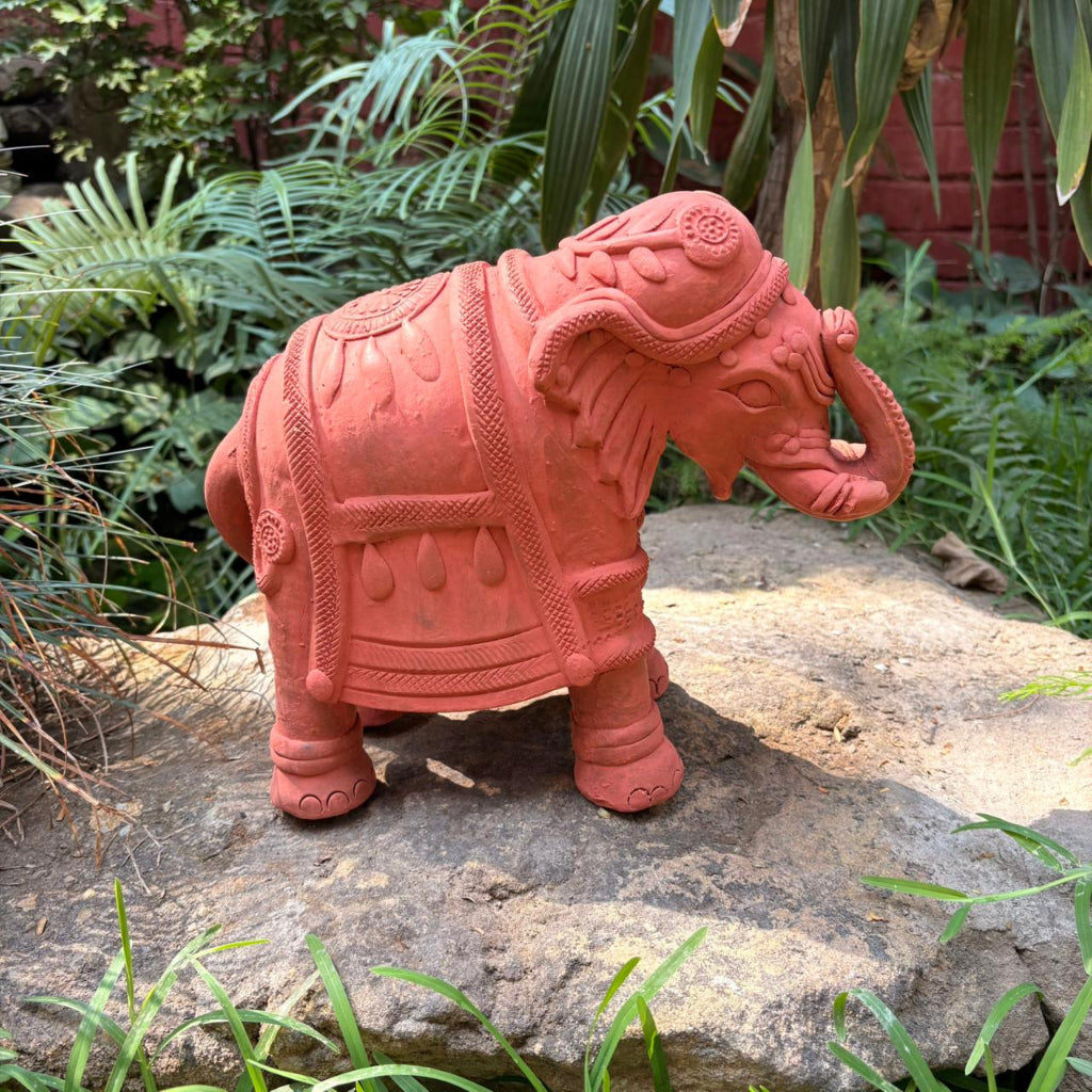 Decorative Terracotta Elephant Decor side - myBageecha