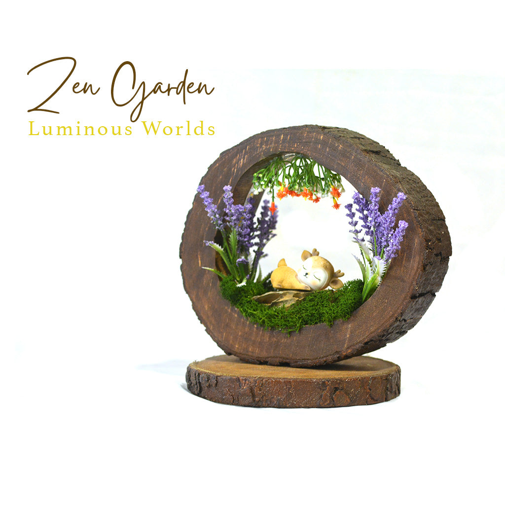 Fairytale Fawn LED Decor with Stand Zen Garden – back view showing LED position and craft finish