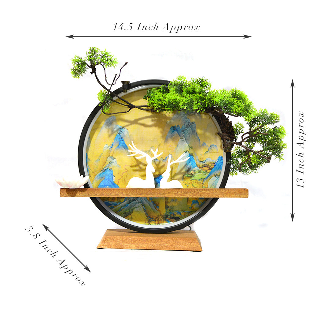 Golden Meadows LED Decor Incense Burner Zen Garden – side angle showing incense flow and plants