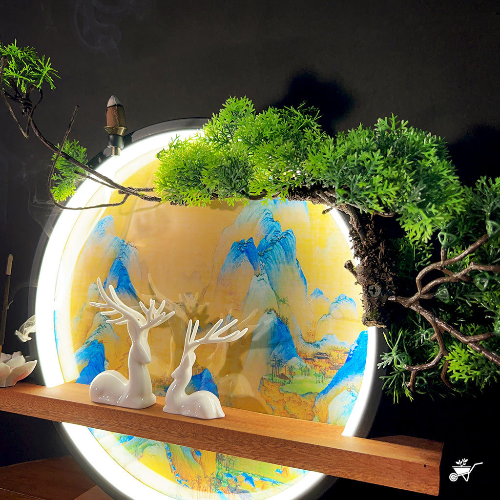 Golden Meadows LED Decor Incense Burner Zen Garden – close-up of golden details and smoke