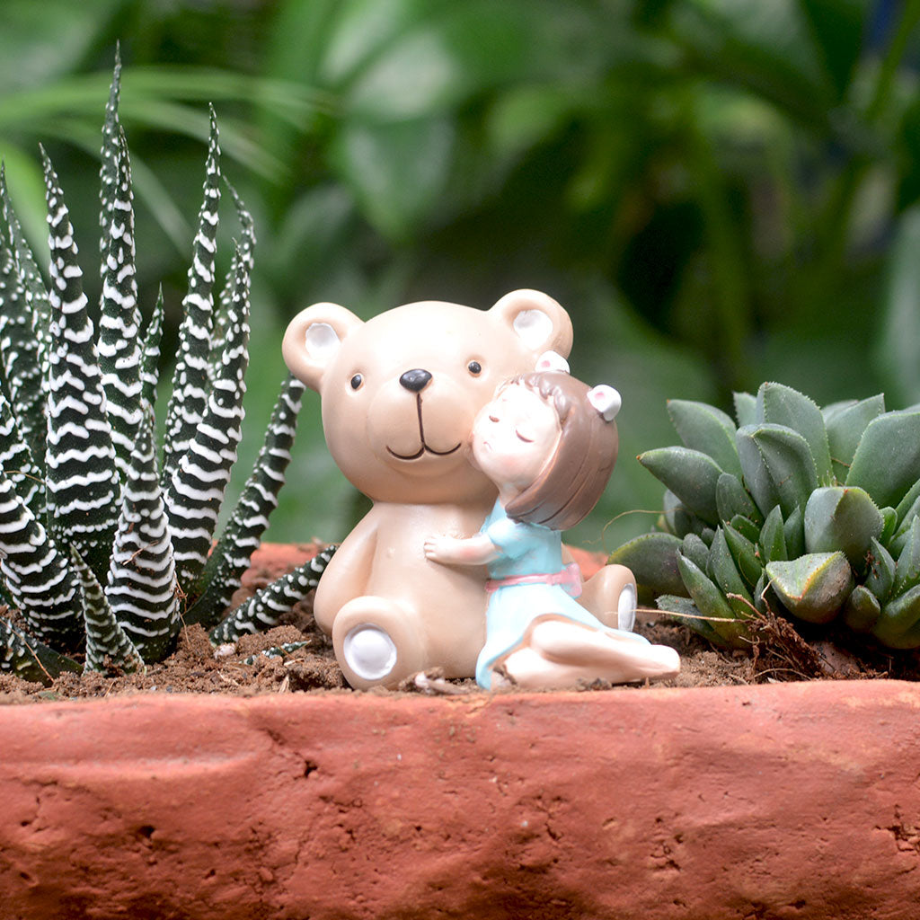 Miniature Girl with Teddy Bear – Cute Resin Decor for resin girl figurine