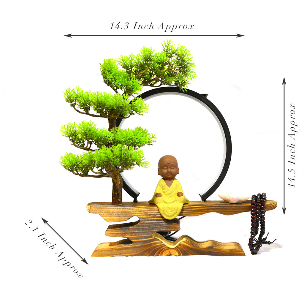 Little Monk in Bliss LED Decor Incense Burner Zen Garden – close-up of monk and smoke outlet