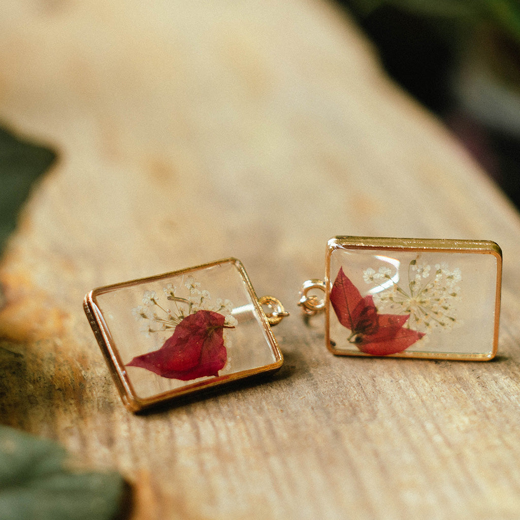 Luscious Bougainvillea Real Dried Flower Earrings - myBageecha