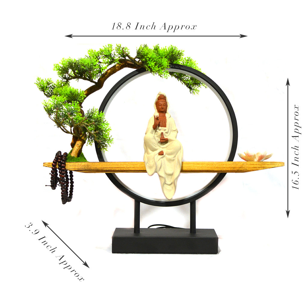 Meditating in Nature LED Decor Incense Burner Zen Garden – tabletop Zen scene with smoke and soft light