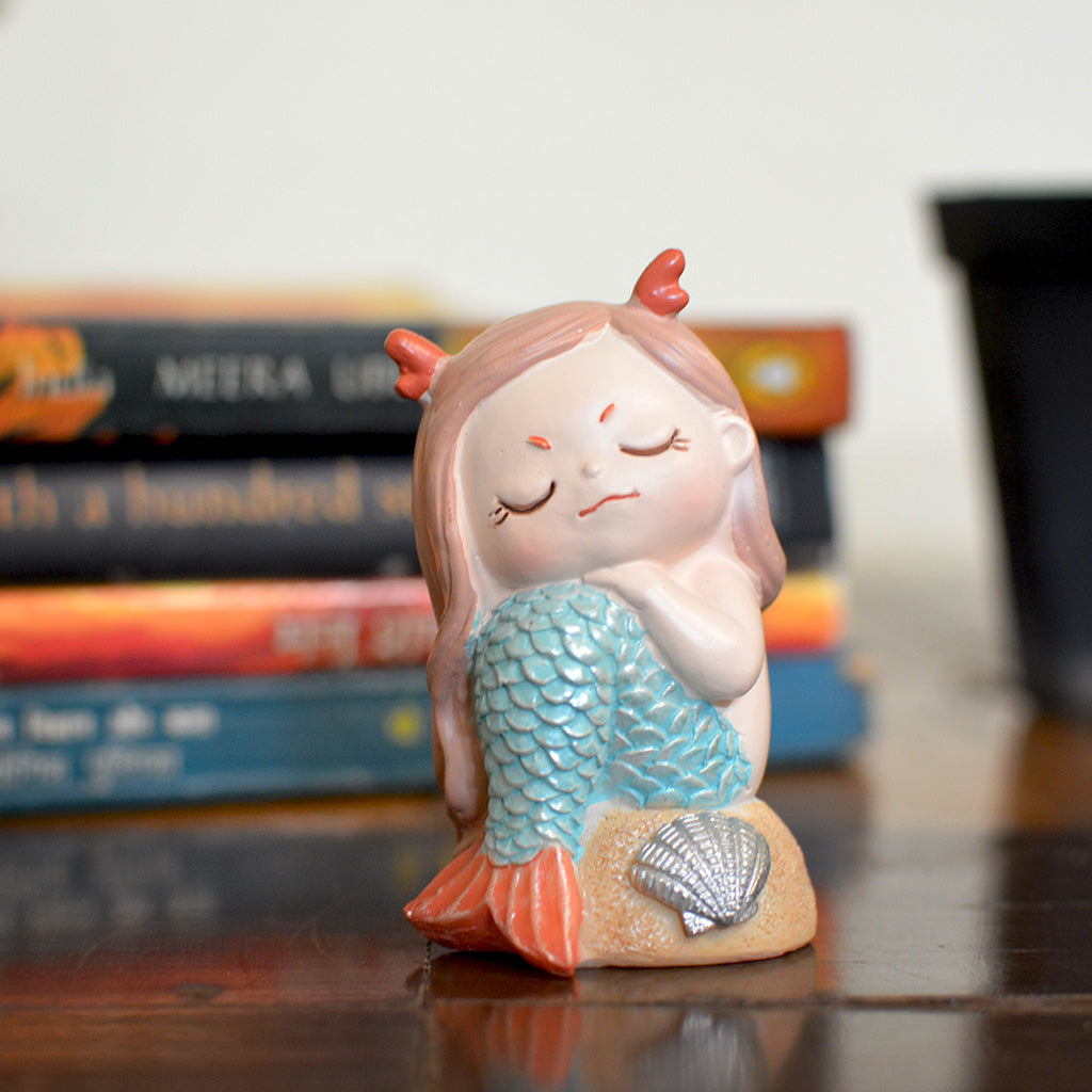Miniature Sitting Mermaid – Cute Fairy Garden & Terrarium Decor fairy garden accessory